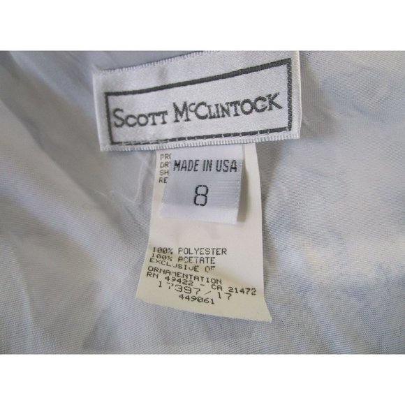 Vintage Scott McClintock Blue Floral Lace Empire Waist Tea Dress Ladies Size 8 - Picture 3 of 16